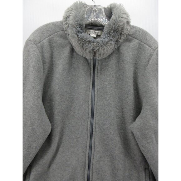 VINTAGE Susan Bristol Jacket 3X Plus Fleece Windbreaker Faux Fur Trim - Picture 2 of 11